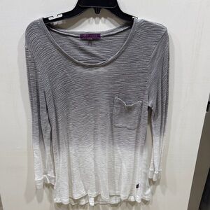 Zobha Gray to White Ombre Long Sleeve Top